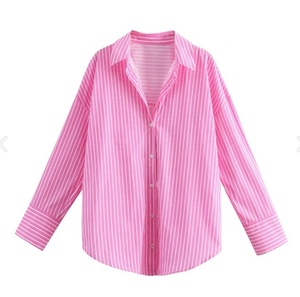 Chemisiers à manches longues à imprimé rayé, col rabattu, boutons, mode décontractée, hauts pour femmes - Product Image 2