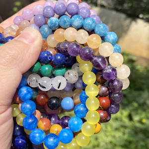 Hạt đá tự nhiên Amethyst, Agate, Jasper, Turquoise tròn, rời, kích thước 4, 6, 8, 10, 12mm, bán sỉ, dùng làm đồ trang sức, tự làm vòng tay, vòng cổ - Product Image 2