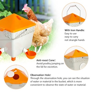 Yyc DIY tahan hujan halaman belakang unggas feeder port gelas minum otomatis pengumpan ayam dan peminum dengan ember - Product Image 5