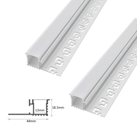 Profilé en T en alliage d'aluminium pour LED encastrée, extrusion 13 mm avec diffuseur, canal lumineux pour cloison sèche à un seul côté, surface anodisée