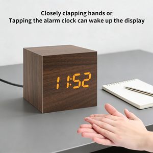 Modern Digital Kids <b>Table</b> Alarm <b>Clock</b> and Decorative Wooden square Led Wake up Retro Digital Flip Desk square Alarm <b>Clock</b> - Product Image 4