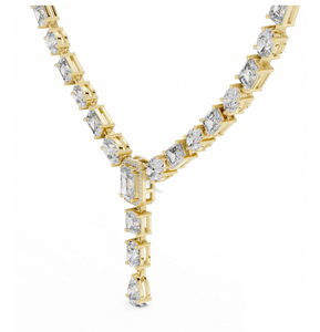 สร้อยคอเทนนิสเพชรแท้สลับกันอย่างหรูหรา พร้อมจี้รูปหยดน้ำประดับมรกตชุบเงิน ดีไซน์โดดเด่นสำหรับเจ้าสาว - Product Image 2