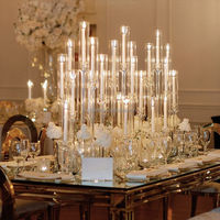 Décoration de mariage, chandeliers en acrylique faits à la main, chandeliers en cristal personnalisés, ornements de table fleuris, Chine