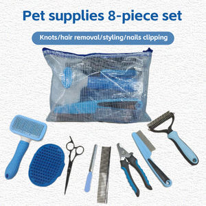 Juego de herramientas de aseo para mascotas, 8 Uds., cepillo de baño para mascotas, peine para quitar el pelo, peine para pulgas, cortaúñas y cepillo para perros en una bolsa - Product Image 2