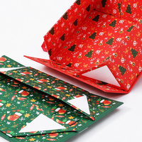 Boîte cadeau de Noël personnalisée avec logo, rouge et verte, imprimée, pliable, emballage plat, vente en gros