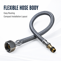 Tuyau d'alimentation de robinet tressé en fil d'aluminium recouvert de PVC, tige courte F1/2 x M10, 12 mm, connecteur flexible d'entrée d'eau, OEM