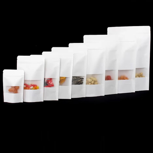 Op maat bedrukte witte hersluitbare ziplock zakken van hoogwaardig barriermateriaal voor voedsel en snacks, staande uitvoering met transparant venster - Product Image 4