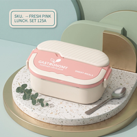 1000ml Edelstahl-Lunchbox mit Lebensmittelechtem PP-Besteck, Silikon-Auslaufsicherungsring, Klappgriff, Große Kapazität für das Büro