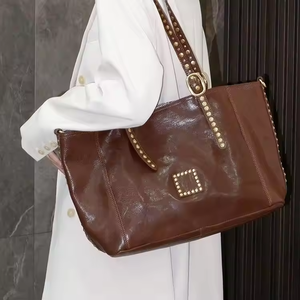 Sac à main vintage de luxe pour femme, sac bandoulière, sac fourre-tout grande capacité, en cuir de vachette véritable, sacs à bandoulière - Product Image 2