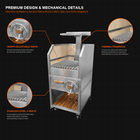 Parrilla Argentina Modular de Acero Inoxidable Santa María con Estantes Laterales, Termómetro y Plancha Combinada