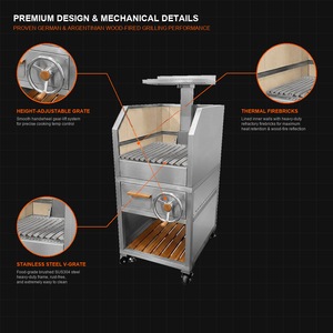 Grill argentin modulaire en acier inoxydable Santa Maria BBQ Parrilla avec étagères latérales, thermomètre et plaque <span class=keywords><strong>de</strong></span> <span class=keywords><strong>cuisson</strong></span> combinée - Product Image 3