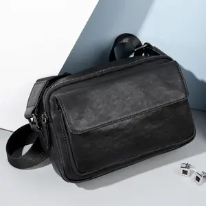 Bolsa mensageiro de couro luxuosa com alça pequena e macia, bolsa crossbody personalizável para homens e mulheres, bolsa de ombro transversal de luxo