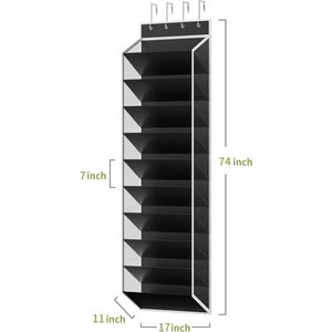 10 Tiers Mesh <b>Over</b> <b>Door</b> Shoe Organizer Storage, Hanging Shoe Holder for <b>Door</b> with Large Deep Pockets - Product Image 3