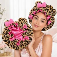 Bonnet d'hiver réglable avec oreilles d'ours mignonnes et nœud, unisexe, grande taille, doux, en fausse fourrure, doublure en satin, idéal pour cheveux bouclés/tressés