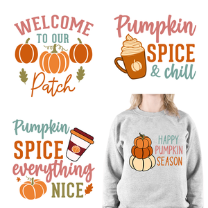 Hey There Pumpkin Plastisol Patch Iron On Thicks Fall Vibes Pumpkin Spice Season DTF Transfer Stickers Designs para camiseta - Product Image 2