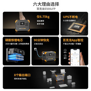 เครื่องปั๊มไฟฟ้าพกพา Baikelong Outdoor Gearbox Bearing Engine Pump Mobile Power Bank 2200W กำลังสูง ความจุขนาดใหญ่ 220V สำหรับกรณีฉุกเฉิน รุ่น E1500LFP - Product Image 4