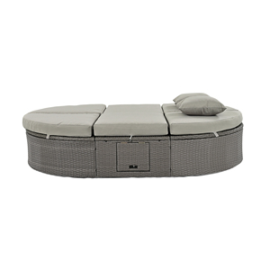 Modern Foldable Outdoor Sun Bed <b>Daybed</b> with Cushions & Pillows <b>Rattan</b> Iron Frame Reclining Chaise 2-Person Outdoor Furniture - Product Image 3