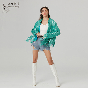 Fashion Mint <strong>Green</strong> Fringe <strong>Jacket</strong> Cool Girl Western Cowboy Matte <strong>Sequin</strong> <strong>Jacket</strong> - Product Image 2