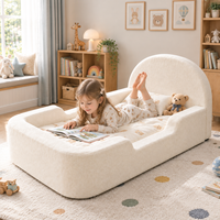2026 Neues Design Bestseller Gepolstertes Kleinkind-Bettsofa mit Anpassbarer Matratze und Schutzgeländer Komplett Schaumstoff Kinderbodenbett für Schlafzimmer