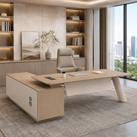 Table de bureau de direction en L en bois clair, très demandée, avec armoire de rangement intégrée, fourniture personnalisée directe usine