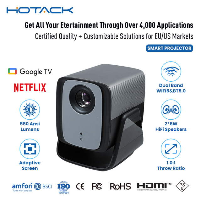 HOTACK Hot Sale X5AD Smart Google TV Wireless Beamer Full HD 1080P Home Theater Video Proyector Portable Mini Projector 4K