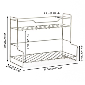 Cross-border Explosive Kitchen Double-layer Standing Type Stainless Steel <b>Waterproof</b> Towel Storage Rack Modern Multifunctional - Product Image 4