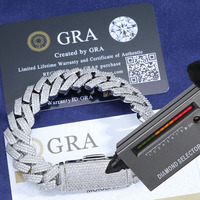 Chaîne cubaine personnalisée en argent sterling 925 avec testeur de diamants Nais Pass pour collier de rappeur hip-hop, compatible diamant et moissanite