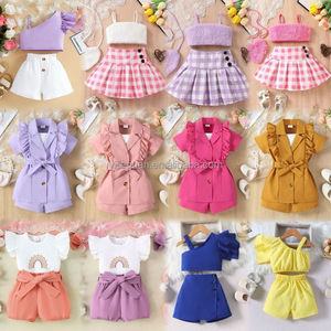 Ensemble formel d'été à manches courtes pour nouvelles filles Vente en gros Robe pour enfants Robe de mariage pour enfants Costume pour filles