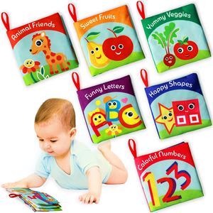 Juego de 6 Libros de Tela de Primera Calidad, Suaves al Tacto, para el Desarrollo Infantil Temprano, Libros de Tela para Bebés - Product Image 1