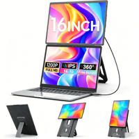 Écran d'extension pour ordinateur portable 16 pouces, 1200P FHD IPS 16:10, détachable, portable, compatible avec les ordinateurs Mac/Windows/Chrome de 13 à 17,3 pouces