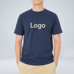 <b>Men's</b> Navy Blue Short Sleeve Cotton T-Shirt Regular Fit O-Neck Casual Solid Color - Product Image 4
