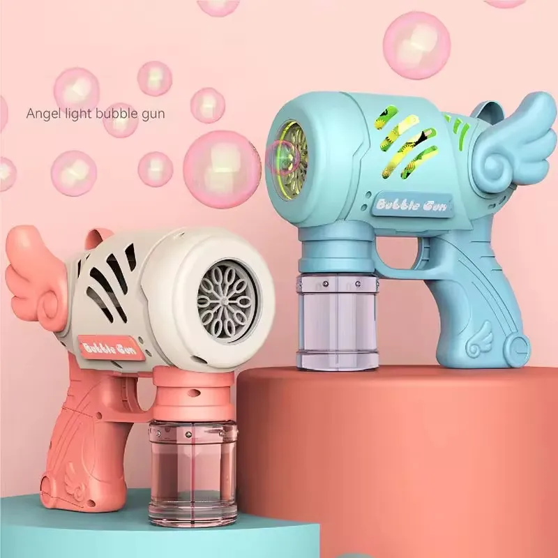 Outdoor Automatische Bubble Blower Gun Speelgoed Multi-Hole Zeepwater Speelgoed Cartoon Engel Bubble Machine Speelgoed Voor Kinderen Cadeau