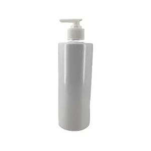 Botol sampo plastik wadah kosmetik hewan peliharaan kustom kualitas tinggi 500ml botol bahu datar bulat dengan pompa Losion 28/410 24/410