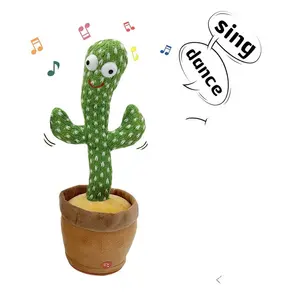 Venta al por mayor de cactus de peluche juguete baile torcido bailando hablando cactus batería USB carga repite lo que dices