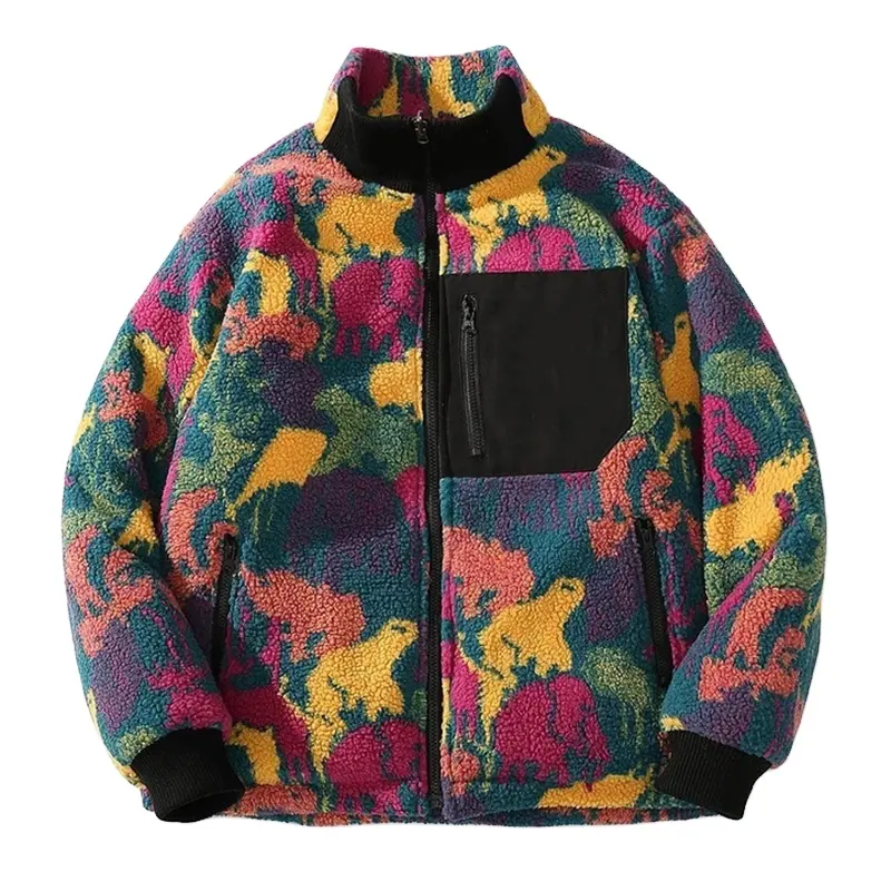 streetwear wholesale plus size winter men fleece sherpa custom jacket