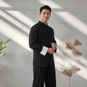 Nouvelle veste décontractée de style streetwear pour hommes, conçue par des designers de mode, 100% coton, arts martiaux, kung-fu, kimono - Product Image 1