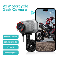 2026 Neue Motorrad- und Fahrrad-Dashcam 1080P IP66 Wasserdicht WiFi Telefonverbindung Plug & Play Aufnahme Rückspiegelhalterung 140°