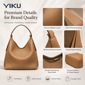 Bolso <span class=keywords><strong>de</strong></span> Mano <span class=keywords><strong>de</strong></span> Cuero Auténtico con Logotipo Personalizado YIKU, Bolso <span class=keywords><strong>de</strong></span> Mensajero <span class=keywords><strong>de</strong></span> Cuero Genuino con Patrón Lichee Vintage <span class=keywords><strong>de</strong></span> Alta Gama para Mujer - Product Image 5