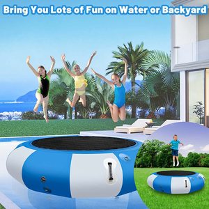 Trampolín Acuático Inflable de 6.5 pies, 10 pies y 13 pies para Niños y Adultos, Trampolín Flotante con Cuerda de 4 Peldaños, Juguete Acuático Inflable - Product Image 5