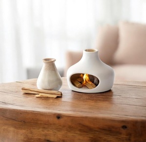 Brûleur d'encens en céramique à grande bouche blanc et noir, support pour <span class=keywords><strong>sauge</strong></span> et Palo Santo - Product Image 2