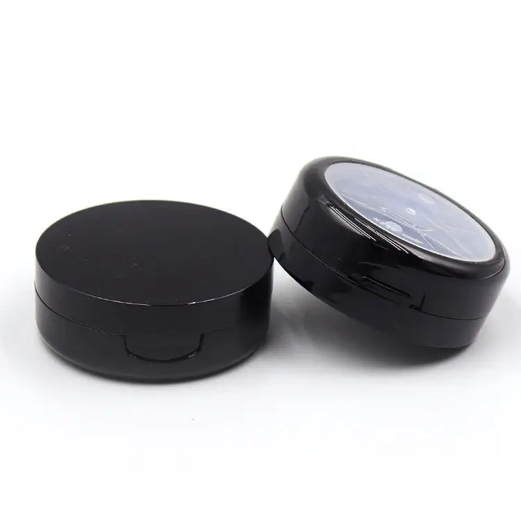Hot bán 15g lỗ tròn nhựa rỗng trường hợp màu đen hộp trang điểm lỏng Bột che khuyết điểm container trường hợp cho trang điểm với gương