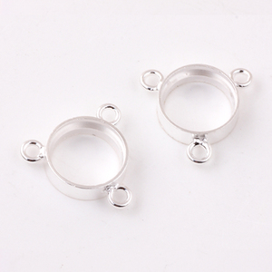 4毫米/6毫米嵌框魅力连接器14k金填充空白凸圆形设置底座托盘，带单环或双环项链制作 - Product Image 6