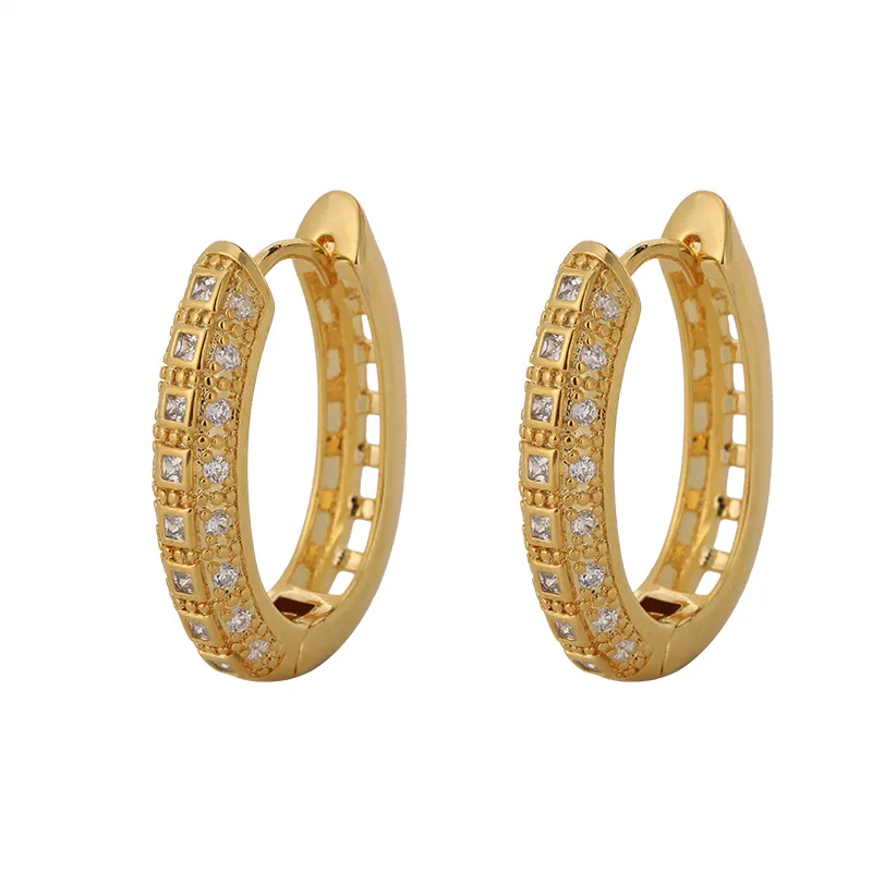Hot Sale   High Quality Copper Zircon Earrings Gold Plated Hoop Earrings