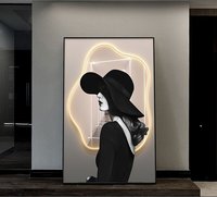 Décoration Murale Abstraite Moderne et Élégante en Alliage d'Aluminium avec Impression Numérique de Caractères Noirs et Blancs pour une Ambiance Simple
