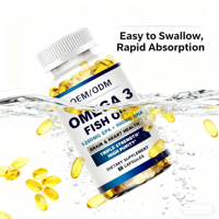 Cápsulas de Aceite de Pescado Natural Omega-3 EPA y DHA, Superalimento para la Salud del Cerebro y el Corazón en Adultos, 60 Cápsulas