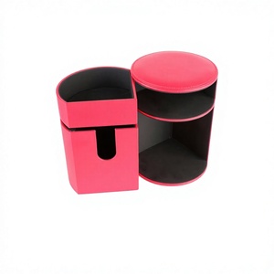 Estuche Redondo de Cuero PU Rojo para Cartas de Juego, Caja de Cartas Resistente al Agua, Colección de Juegos - Product Image 2