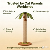Griffoir pour chat en sisal moderne de 45 cm, stable, en forme de palmier, jouet interactif pour chat avec balles en peluche