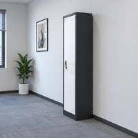 Casier en acier à une porte avec serrure à clé, armoire de rangement métallique ventilée pour bureau, école, salle de sport, personnel, casier haut à un seul compartiment