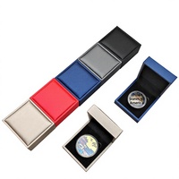 Boîte de rangement haut de gamme pour pièces commémoratives d'affaires, modèle 0982, en cuir PU, étui de collection de pièces, boîte cadeau pour badges, emballage avec logo