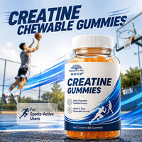 OEM ODM Label Pribadi Creatine Gummies Monohydrate HCL Kekuatan Otot Performa Olahraga Taurin Vitamin B12 60 Buah